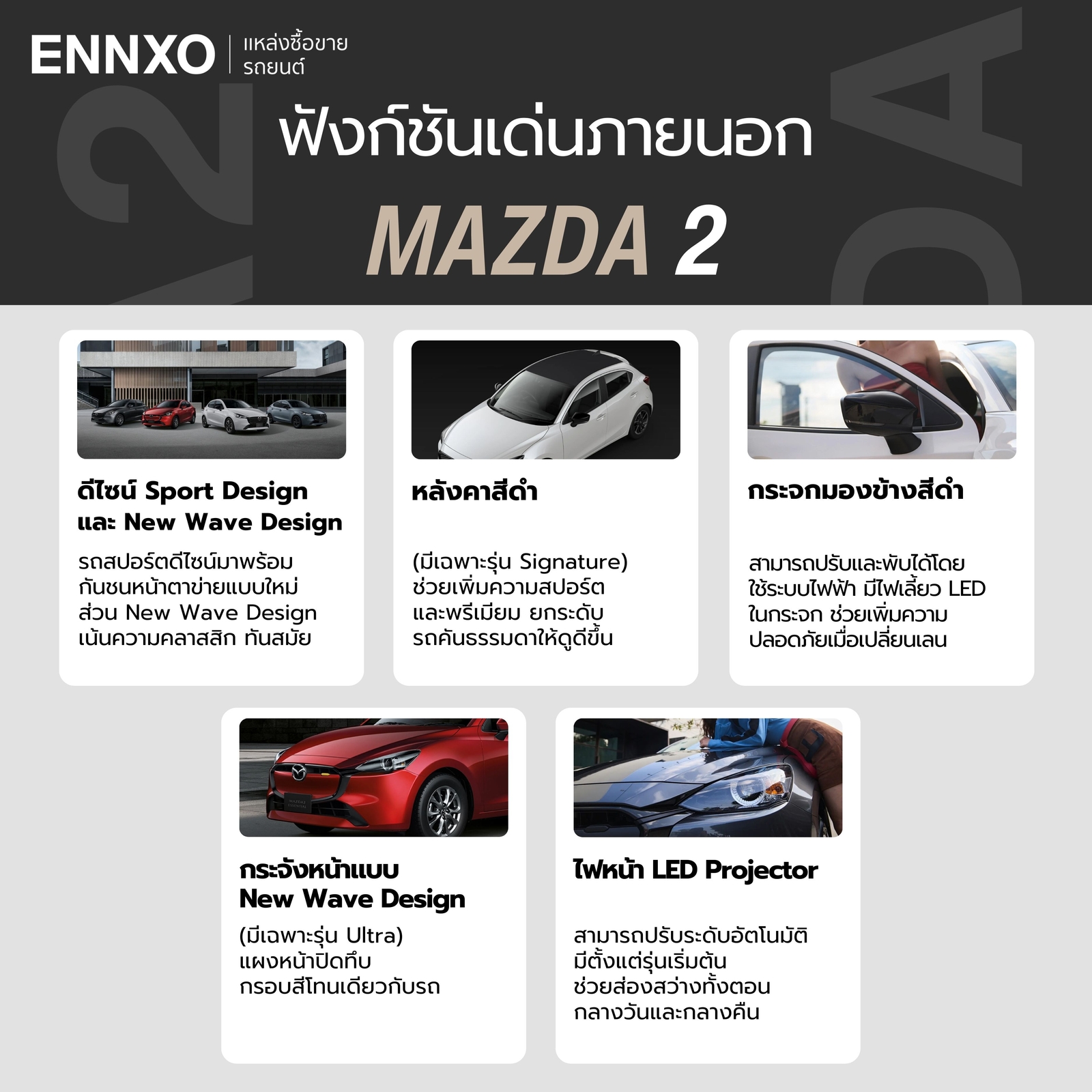 สเปคภายนอกรถ Mazda 2 2025