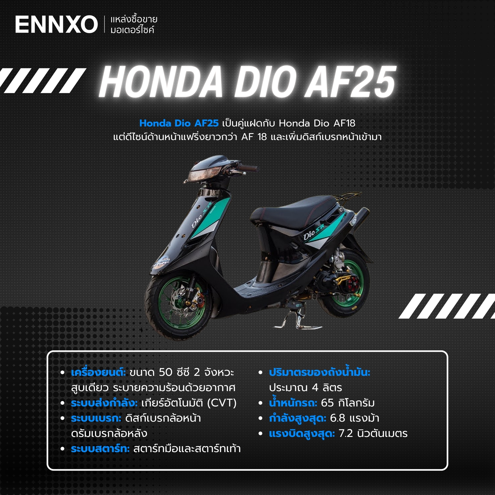 รายละเอียดสเปคมอเตอร์ไซค์ Honda Dio AF25