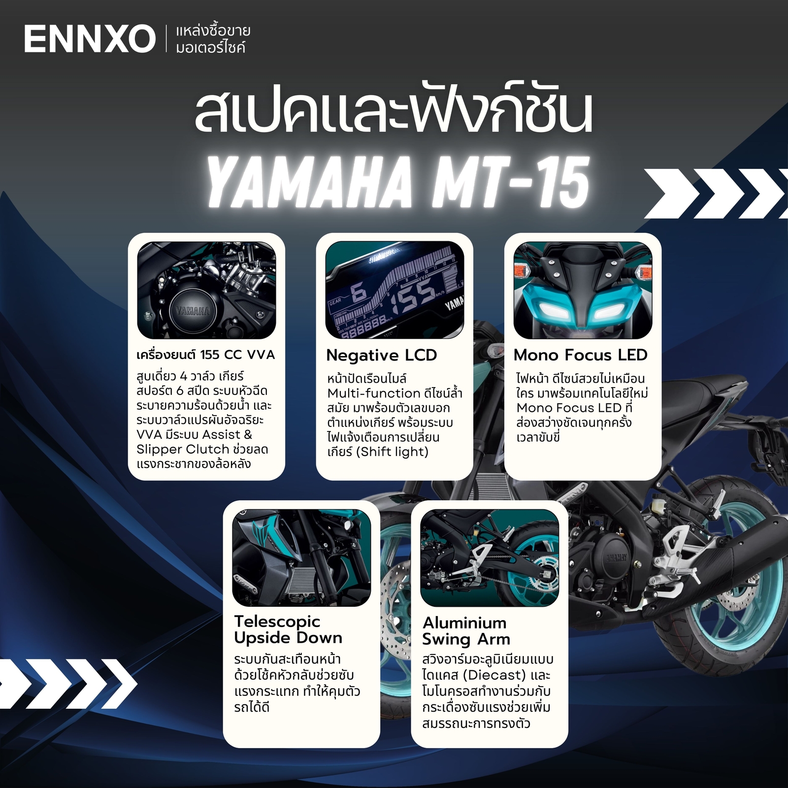 สเปคและฟังก์ชัน Yamaha MT-15