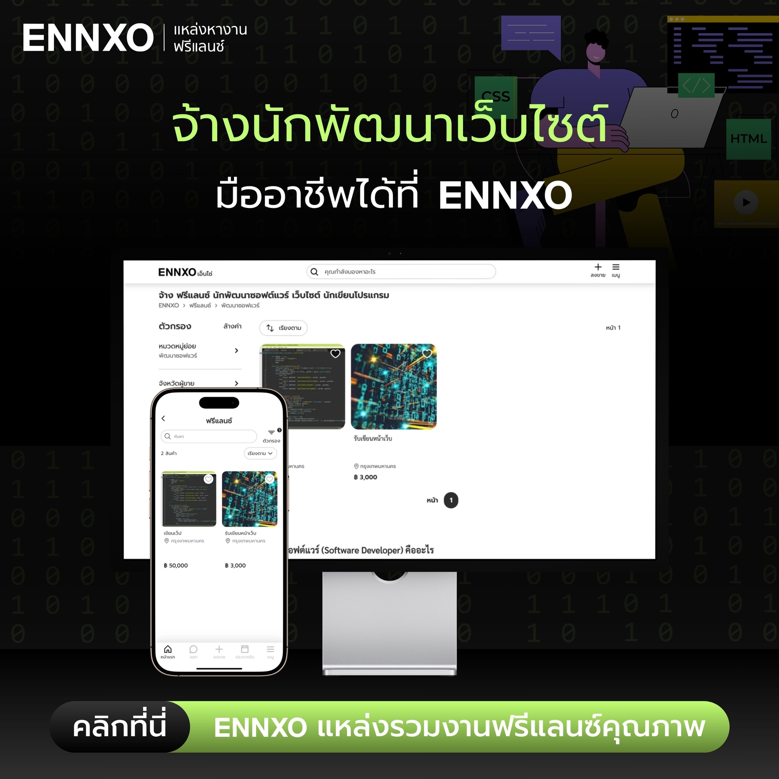 จ้างนักพัฒนาเว็บไซต์ มืออาชีพ ราคาดีที่ ENNXO