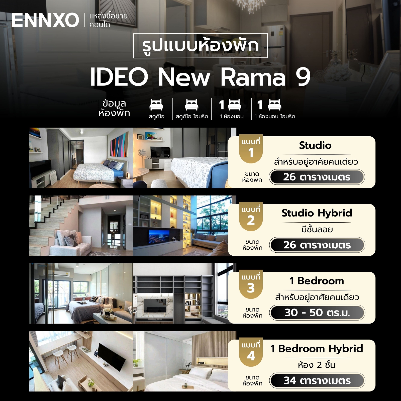 ห้องพัก คอนโด IDEO New Rama 9