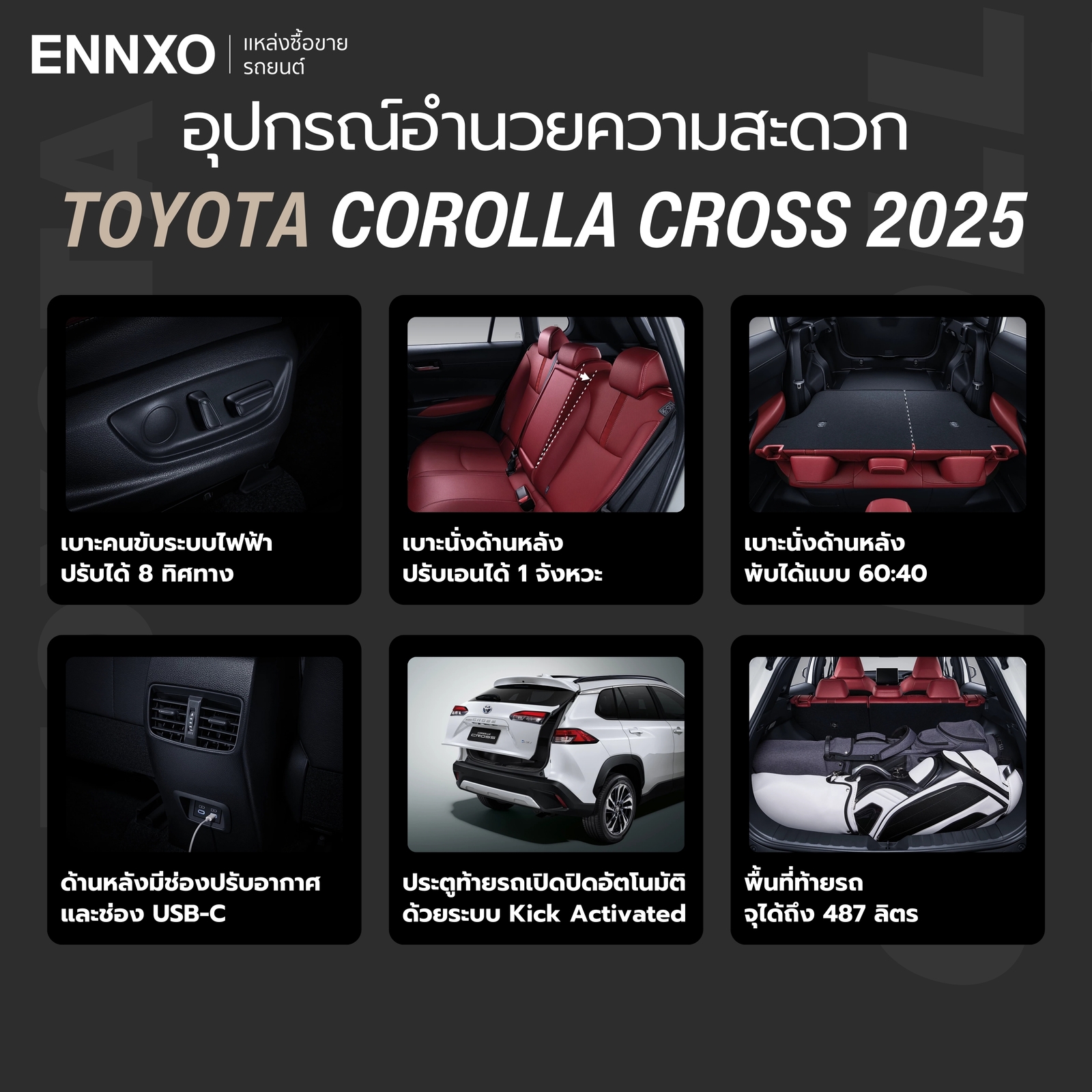 Toyota Corolla Cross 2025 อุปกรณ์อำนวยความสะดวก