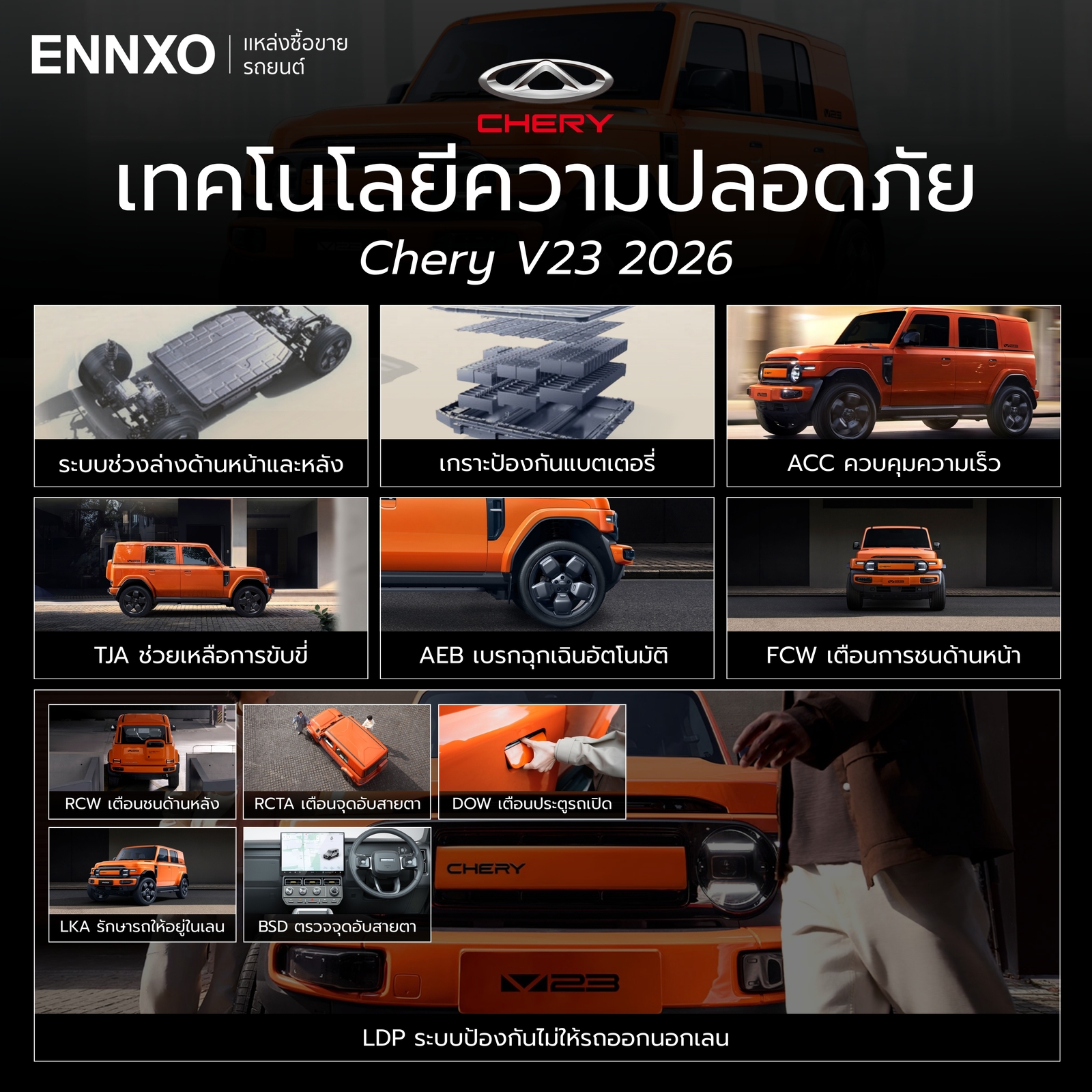 Chery V23 2026 ระบบเทคโนโลยีความปลอดภัยเด่นๆ