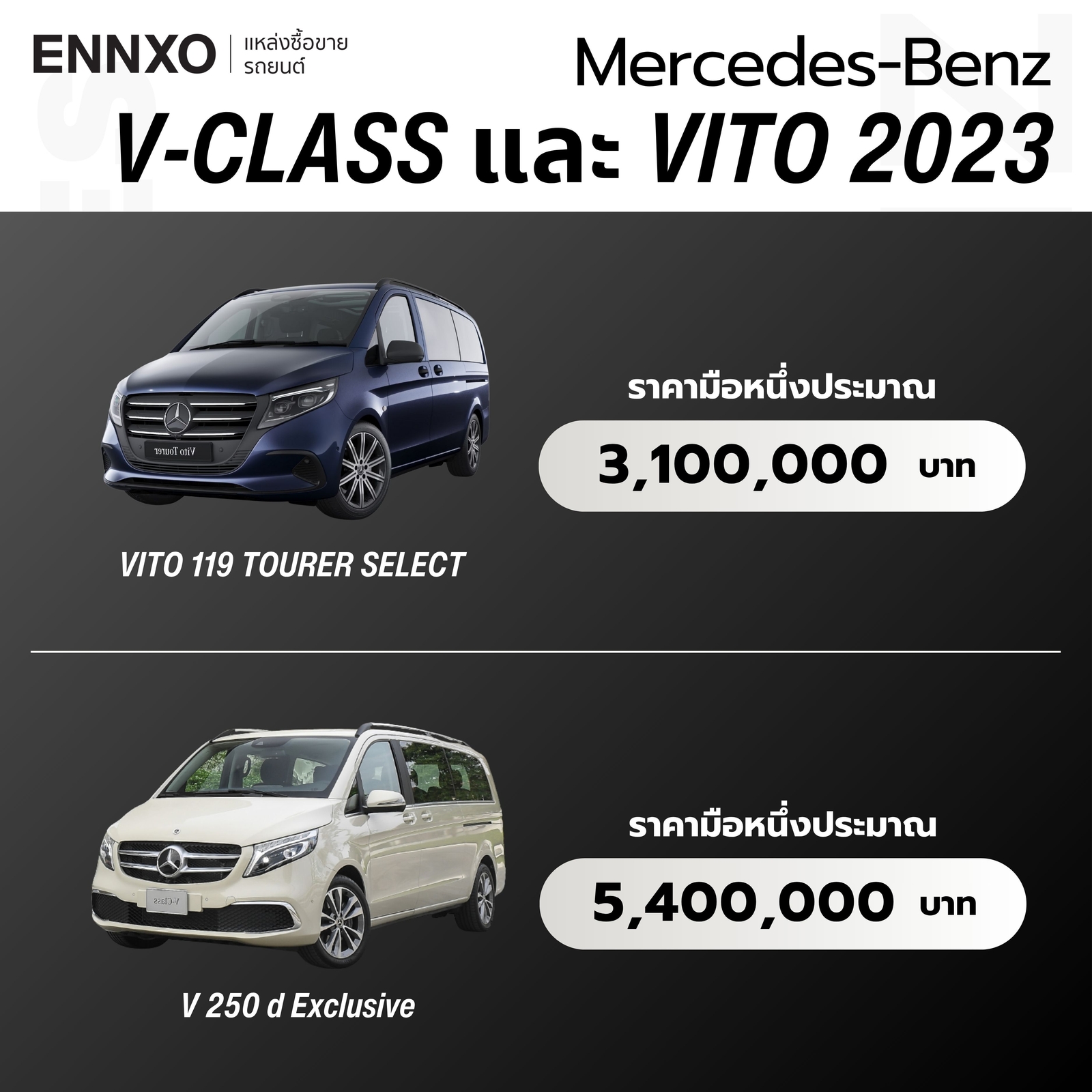 เบนซ์ V-Class และ Vito 2023 ราคา