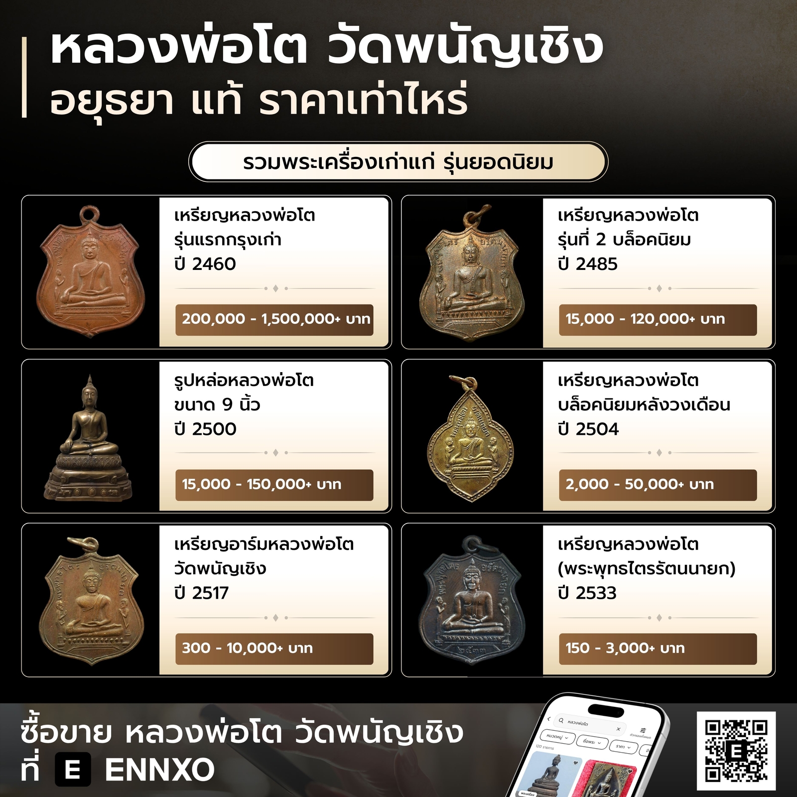 เหรียญหลวงพ่อโต-วัดพนัญเชิง-ทุกรุ่น