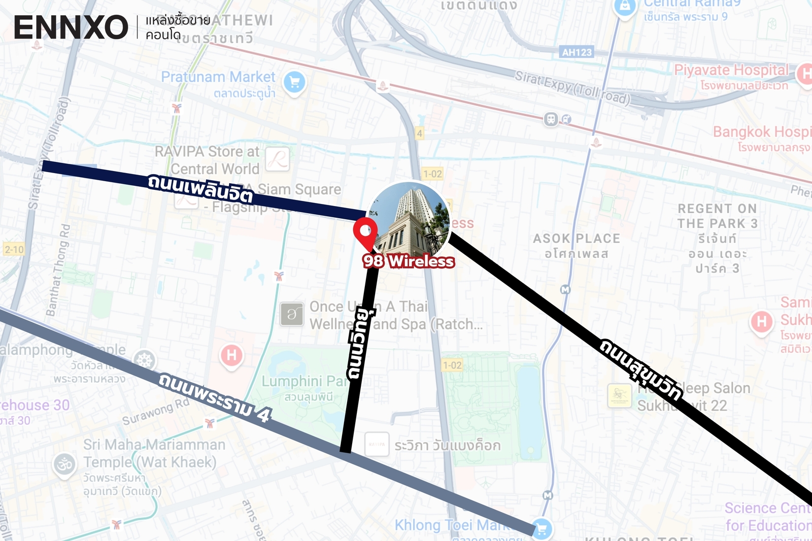 เส้นทางถนนใกล้เคียงของ 98 Wireless