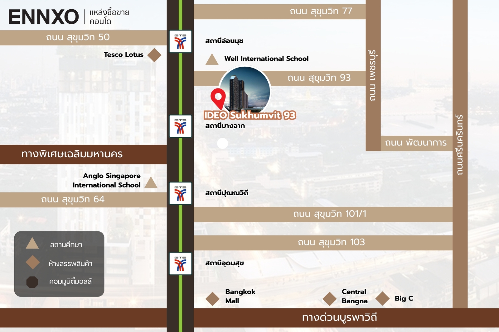 IDEO Sukhumvit 93 แผนที่ที่อยู่ของคอนโด