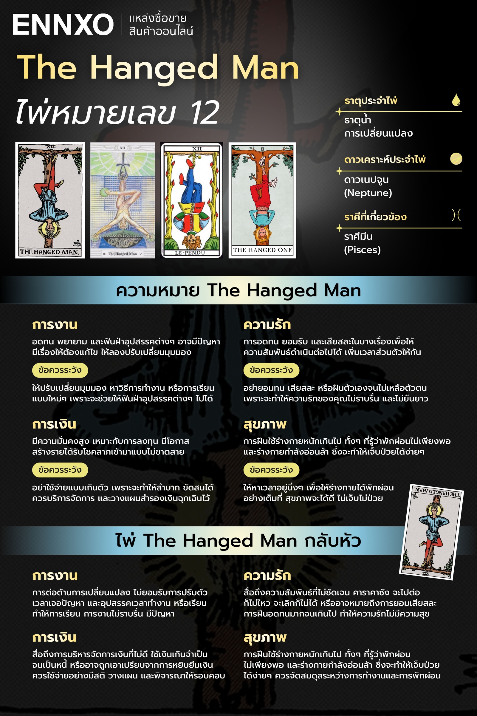 ไพ่ The Hanged Man ความหมาย