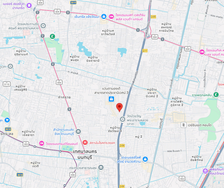 หมู่บ้านประชานิเวศน์ 3 เมืองนนทบุรี บ้านเดี่ยว 38 ตารางวา 2 ห้องนอน 2 ห้องน้ำ ใกล้รถไฟฟ้าสีชมพู สนามบินน้ำ 9
