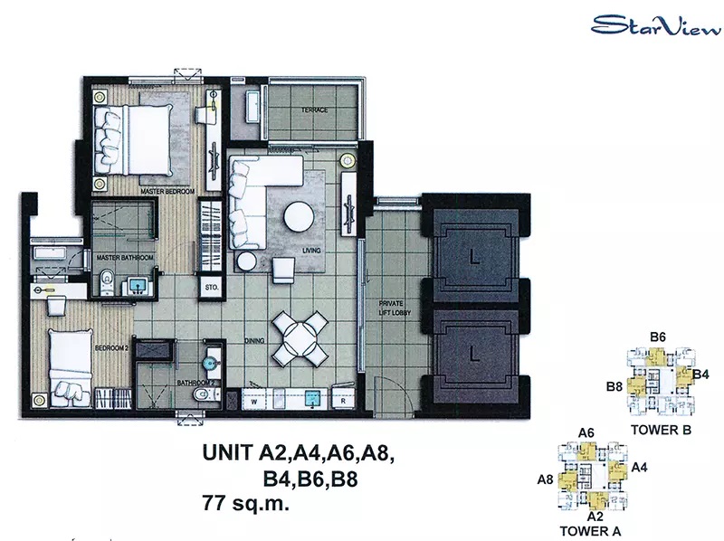 ขาย คอนโด StarView(สตาร์วิว) พระราม 3 ชั้น 37 ขนาด 77.8 ตร.ม. วิวแม่น้ำเจ้าพระยา 11