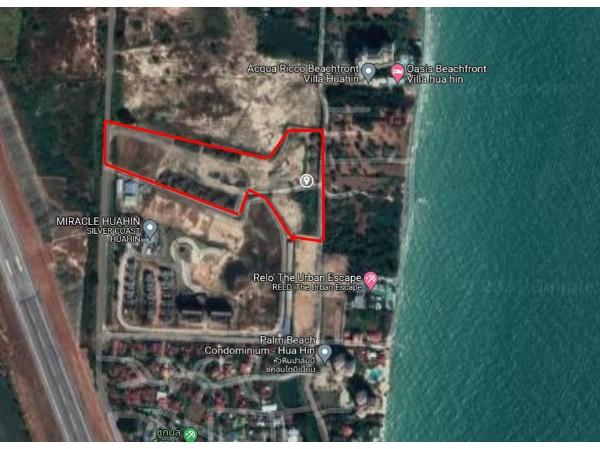 ขายหรือให้เช่าที่ดินทำเลดีมากติดหาดชะอำ เพชรบุรี เกือบ 19 ไร่ ใกล้ทะเล ระยะ 150 เมตรเท่านั้น มีทางลงทะเล 5