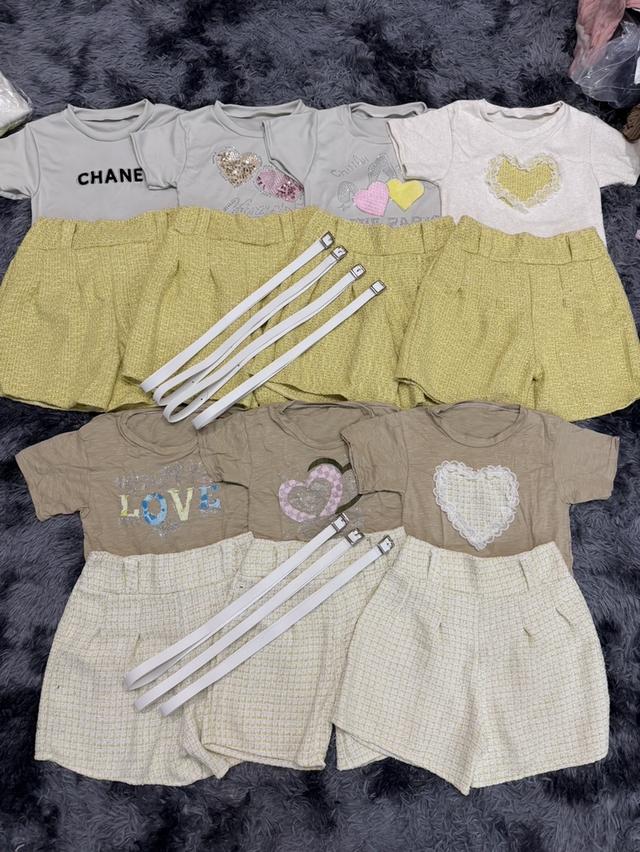 เซ็ต3ชิ้น งานเสื้อยืด + กางเกงทวิต แถมเข็มขัดฟรีทุกเซ็ต  3