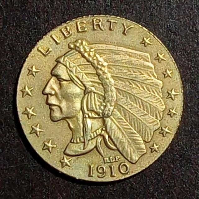 เหรียญปี 1910-1911 Proof USA 2.5 dollars Indian Head XF Gold 0.900