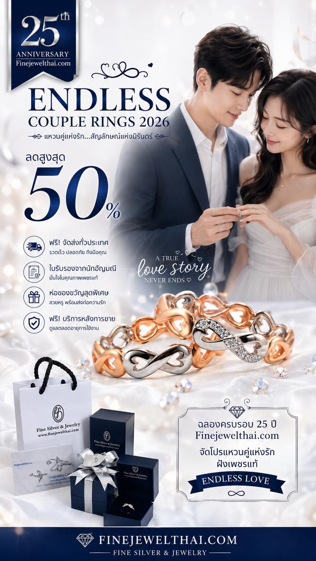 FineJewelThai | Endless Couple Rings แหวนคู่ แหวนเพชรแท้ R1300_di