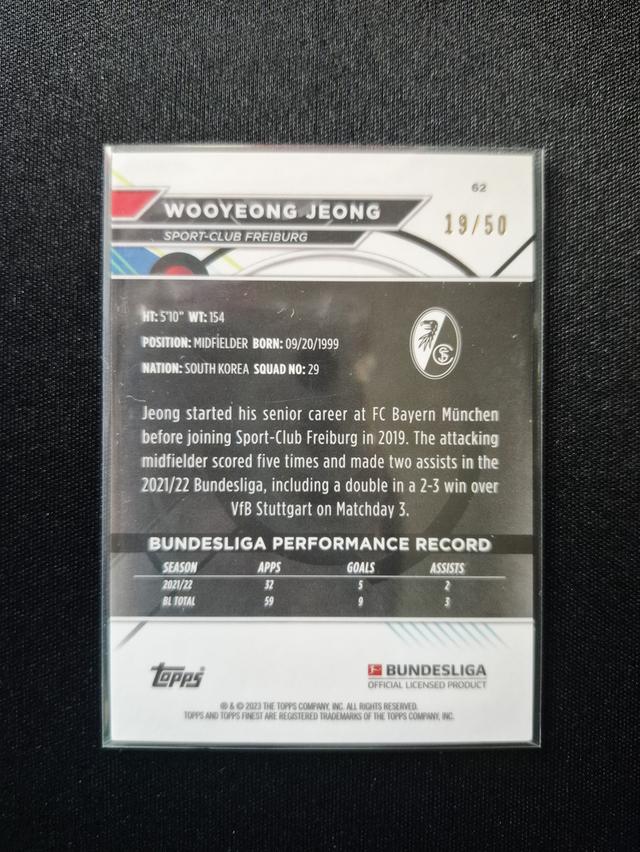 การ์ด Wooyeong Jeong - Topps Finest Bundesliga 22/23 รูปที่ 2