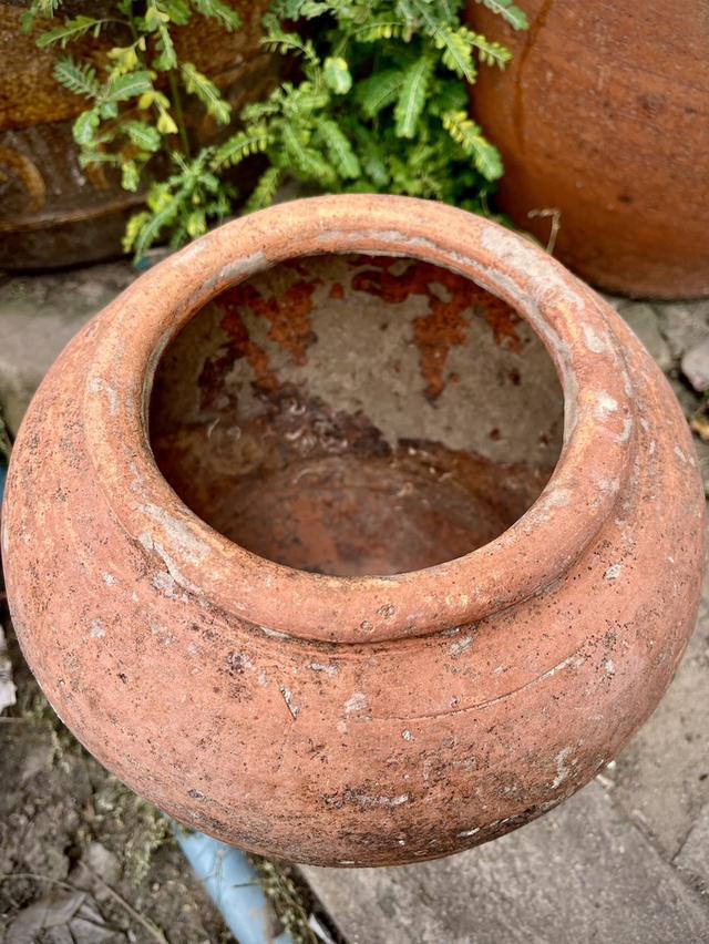 โอ่งแดงใบเล็ก โอ่งอยุธยา โอ่งโบราณ ขนาด9นิ้ว โอ่งดินเผา 3