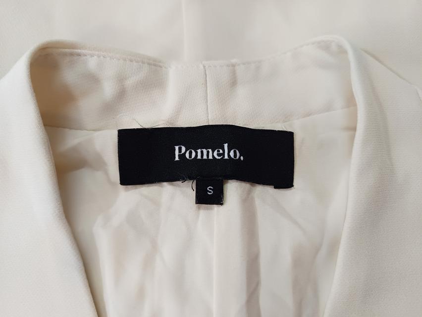 USED Pomelo - Cream Button Wrapover Mini Dress | เดรสสั้นสีครีม สีขาว เดรสป้ายหน้า แขนกุด สีพื้น สายฝอ แท้ มือสอง