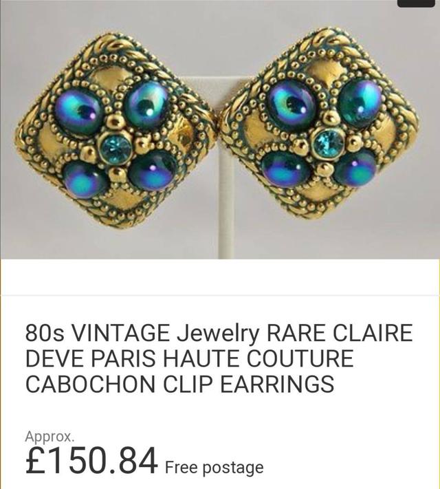 Vintage Jewelry Rare Claire Deve PARIS Haute Couture Cabochon Clp Earring 1960's 5