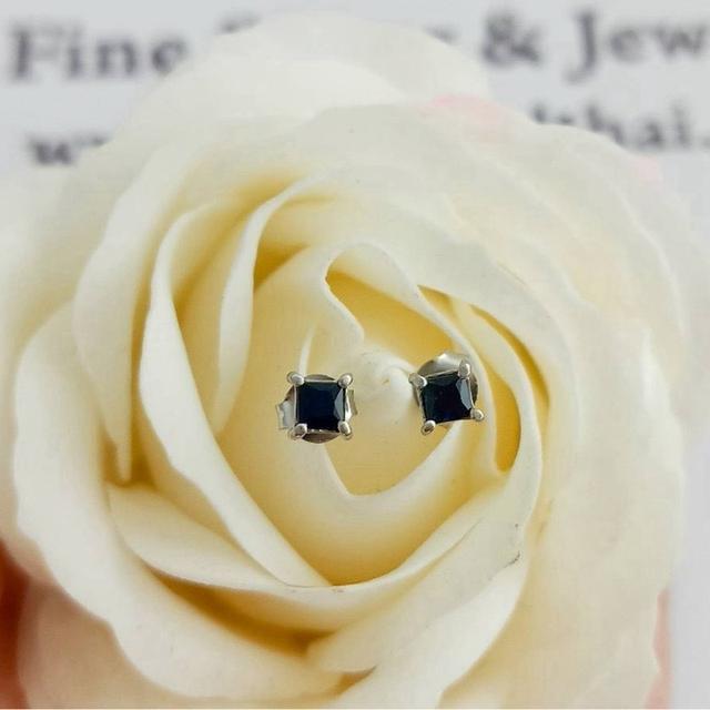 Finejewelthai ต่างหูนิลแท้ Black Spinel Earrings E1087on