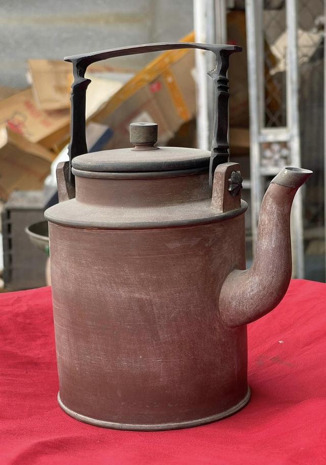 กาน้ำชาจีนโบราณ ปั้นสายทรงกระบอก หย่างถัง ป้านชาจีนเก่า ป้านชาอี๋ซิง จื่อซา ใบใหญ่ 6