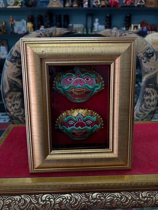 ภาพเขียนหนุมาน  ภาพเขียนศิลปะบนกระดองปู พร้อมกรอบไม้เก่า