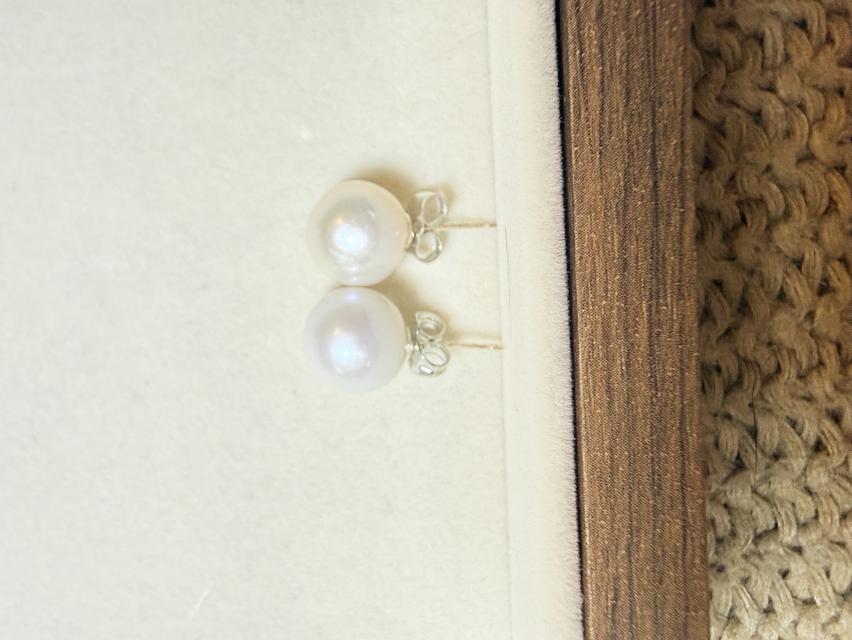 ต่างหูไข่มุกแท้ ทรงกลม ตัวเรือนเงินแท้ รูปที่ 6