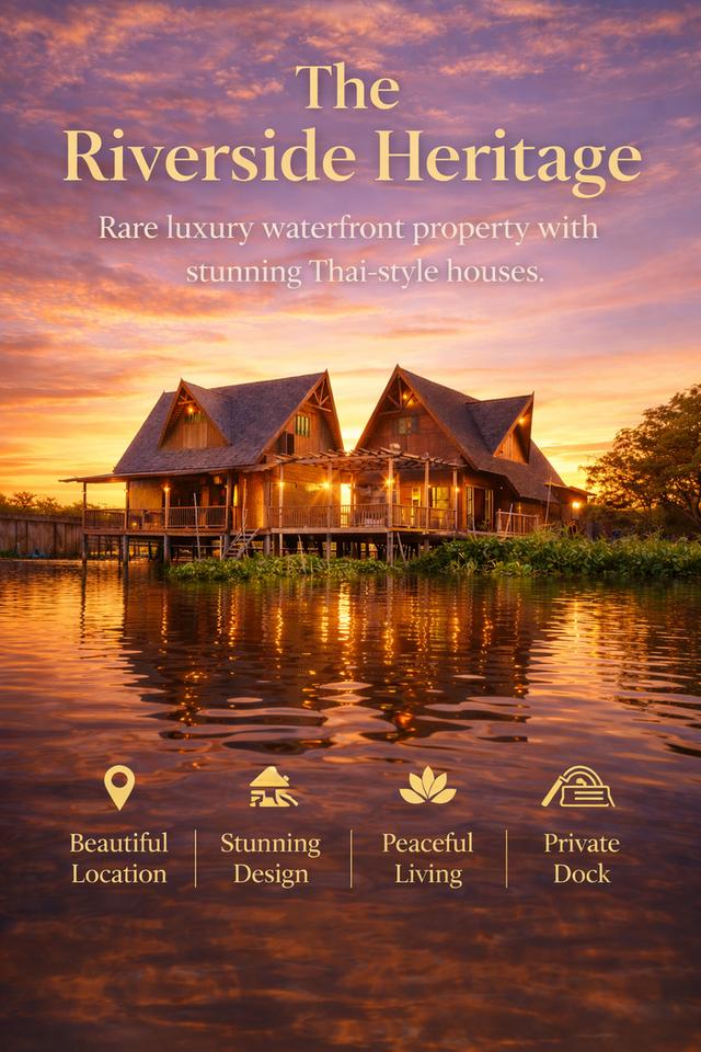ขายบ้านพร้อมที่ดิน luxury house ติดแม่น้ำเจ้าพระยาที่ดินประมาณ 1ไร่ บ้านไม้ 2หลัง 6ห้องนอน 6ห้องน้ำ จังหวัดปทุมธานี ใกล้ บริษัทเสริมสุข 1