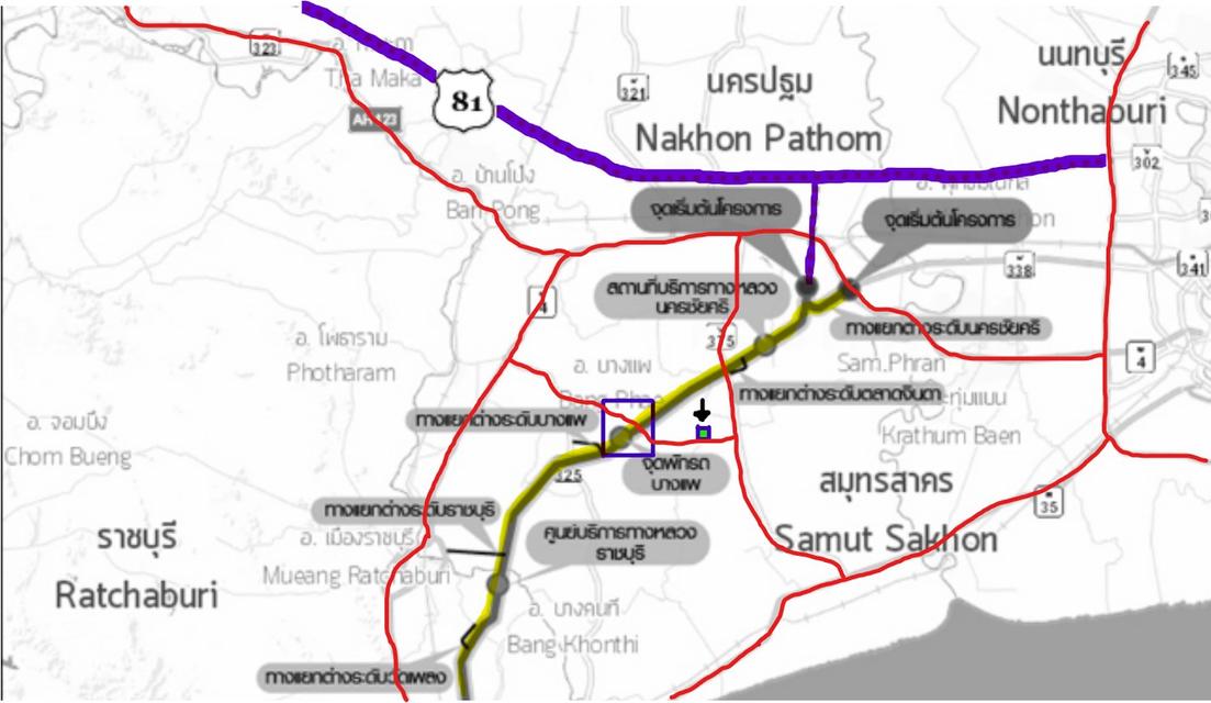 ขายที่ดิน อ.บ้านแพ้ว ใกล้จุดขึ้น-ลง M8 บางแพ เนื้อที่ 9 ไร่ 2งาน ติดถนนใหญ่สาย 3335 เชื่อมต่อนครปฐม-ราชบุรี 4