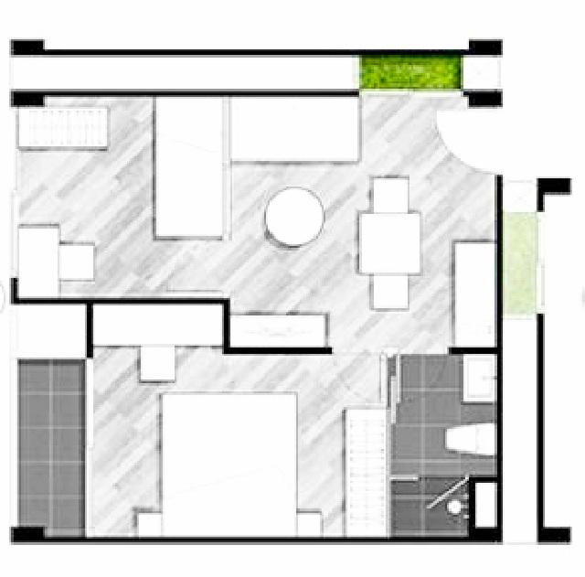 เฟอร์ เครื่องใช้ไฟฟ้าครบ 1 น้ำ เป็นส่วนตัวVento Condo เกษตร-นวมินทร์ ซ.สุคนธสวัสดิ์ 2นอน 44 ตร.ม.ชั้น3 ตึกA 5