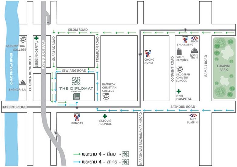Luxury Condo The Diplomat Sathorn ติด BTS สุรศักดิ์ หน้าโครงการ 86 ตรม 3 นอน 2 น้ำ วิวโล่ง ตกแต่งครบ 12
