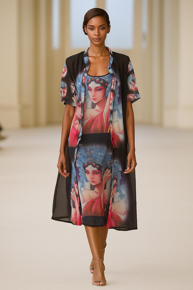 เดรสเชิ้ตพิมพ์ลาย Beijing Opera Beijing Opera Print Shirt Dress @SP050 2