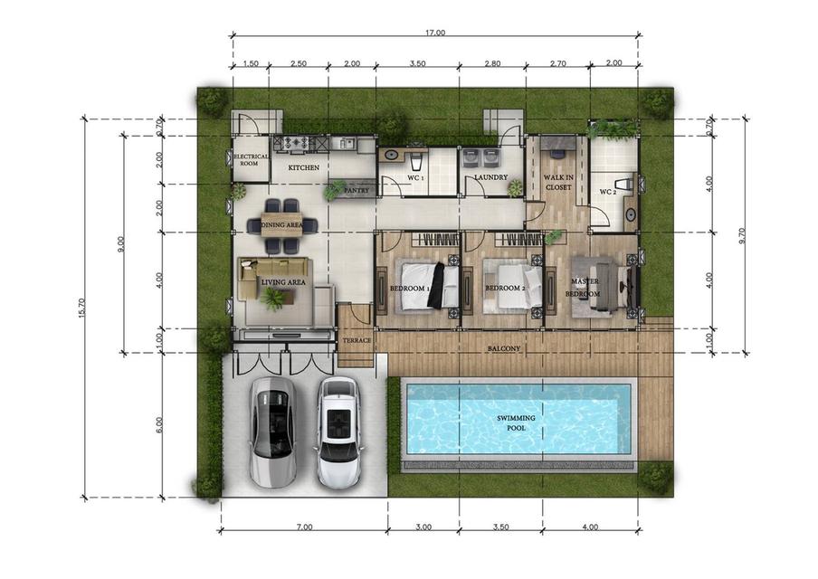 P-1 ขายบ้านในโครงการสร้างใหม่ คฤห์ ณ หัวหิน ขนาดพื้นที่ใช้สอย 205 ตรม. บนที่ดิน 85 ตรว.ขึ้นไป ในราคาเริ่มต้นที่ 4.3 ล้านบาท! 13