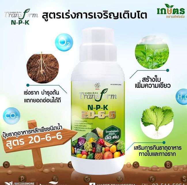 ขายปุ๋ยtransform n p k สูตร 20 6 6