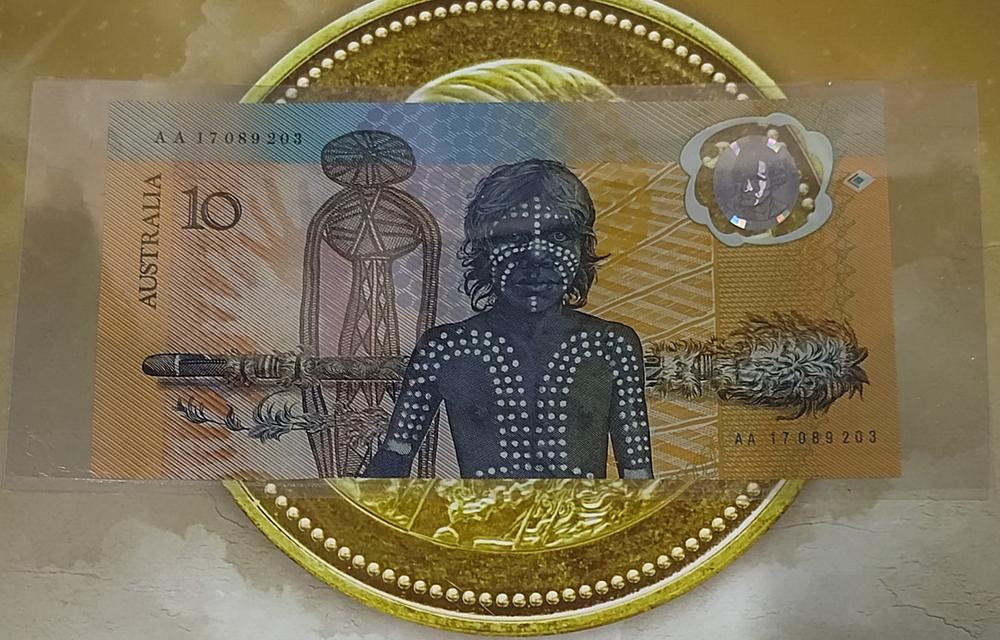 ธนบัตรเก่า 10 Dollars Australia ชุดแรก AA17089203 หายาก
