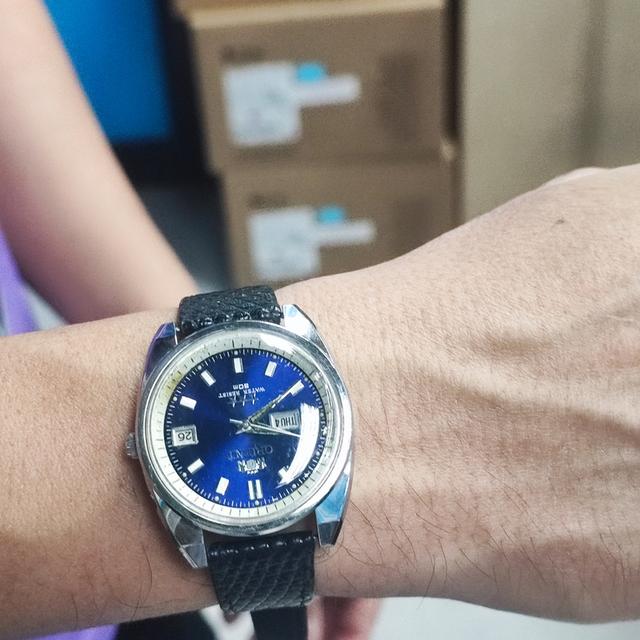 Orient automatic blue dialสองหน้าต่าง 