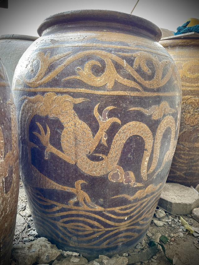 โอ่งไหหลำ ลายมังกร โอ่งดินเผาน้ำเคลือบโบราณ ศิลปะประเทศจีน 7