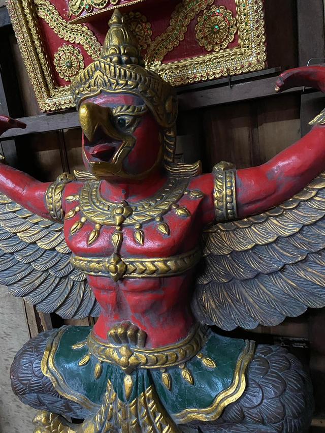 พญาครุฑไม้สัก ขนาด1เมตร20ซม ครุฑไม้แกะสลัก