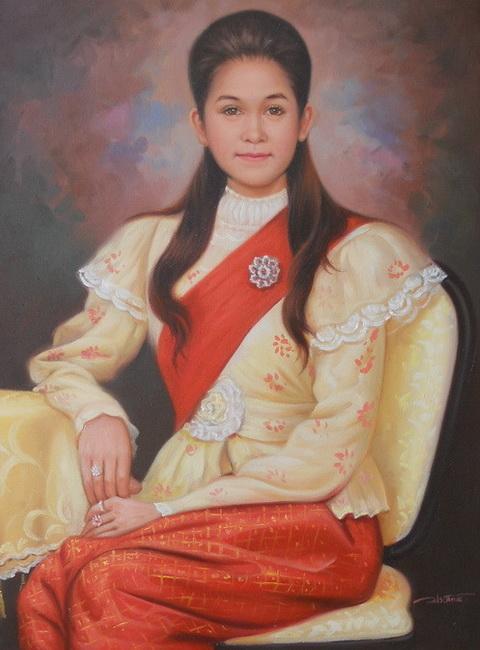 วาดภาพคนเหมือนใส่ชุดไทยเดิมโบราญไว้ประดับตกแต่งบ้าน