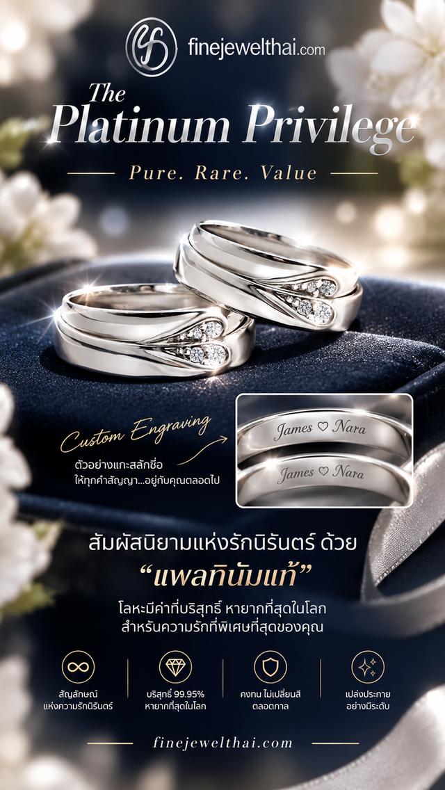 FineJewelThai รับทำแหวนแพลทินัม Platinum95% แหวนหมั้น แหวนแต่งงาน