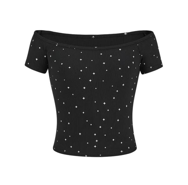 เสื้อยืดปาดไหล่งานเพชร