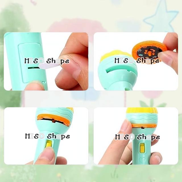 ไฟฉายโปรเจคเตอร์สุดน่ารัก เครื่องฉายโปรเจคเตอร์สำหรับเด็กมี 3 สีสุดฮิต มาพร้อมหัวเปลี่ยนภาพถึง 2 หัว รวม 16 ภาพของการ์ตูนและสัตว์นานาชนิด! 7