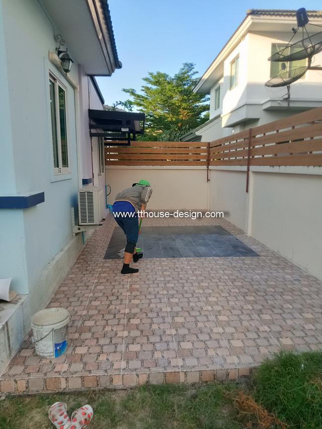 งานรับต่อเติม โครงหลังคากันสาด ต่อเติมห้องครัว เทพื้นปูกระเบื้อง Line dddesign23 14