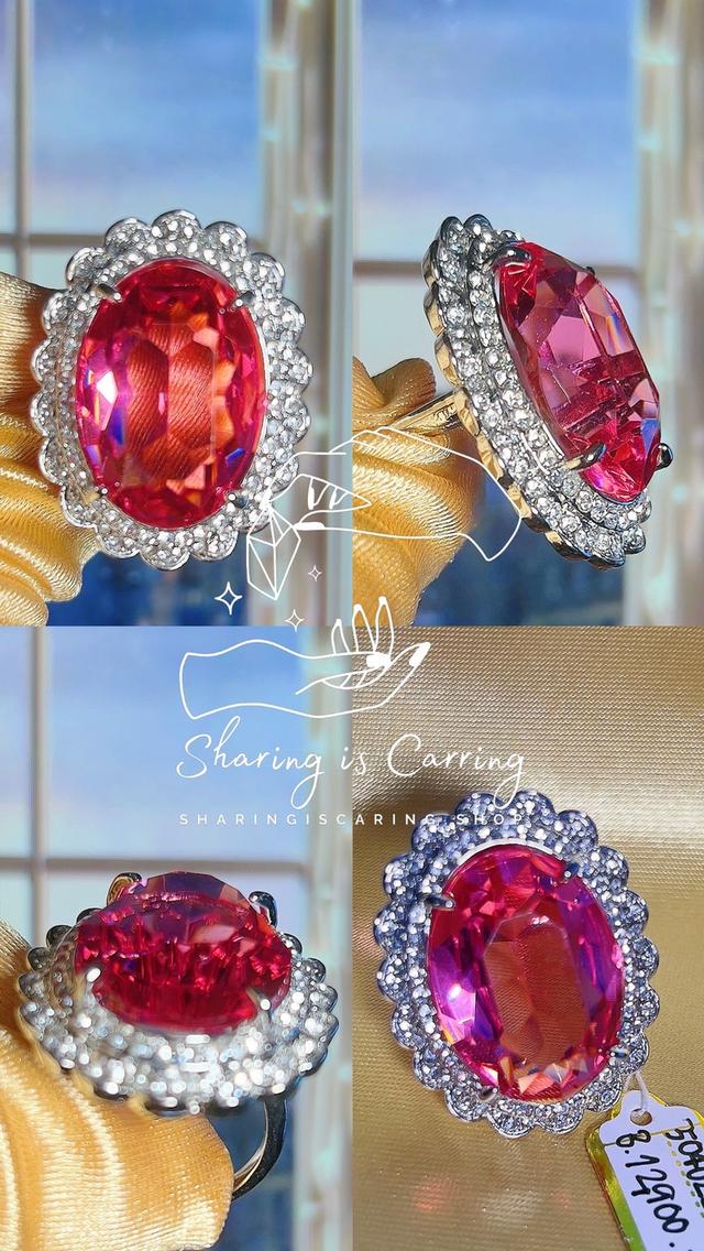 💎 Rare Pink CZ Diamond ✅ Old money style  ✅ แหวนเพชร CZ ชมพู หายาก สไตล์ผู้ดีเก่า ✅ ราคาเต็ม 12,900.- เหลือ 6,450.- 5