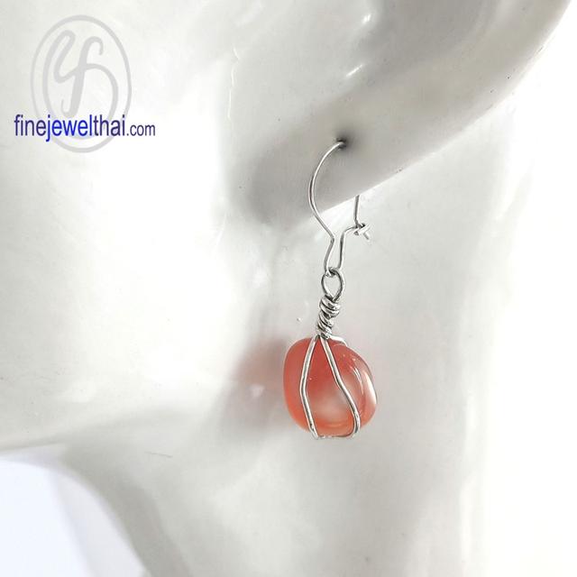 Finejewelthai ต่างหูอาเกตุ เงินแท้ อาเกตุสีส้ม พลอยประจำเดือนเกิด-E01052018 รูปที่ 4