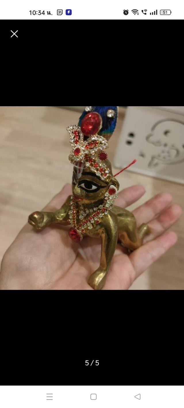 พระกฤษณะปางเด็ก เนื้อทองเหลือง รูปที่ 5