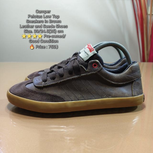 Camper Pelotas Low Top Sneakers in Brown Leather and Suede ShoesSize. 39/24.5(25) cm⭐⭐⭐⭐ Pre-owned/ Good Condition🔥 Price : 750฿