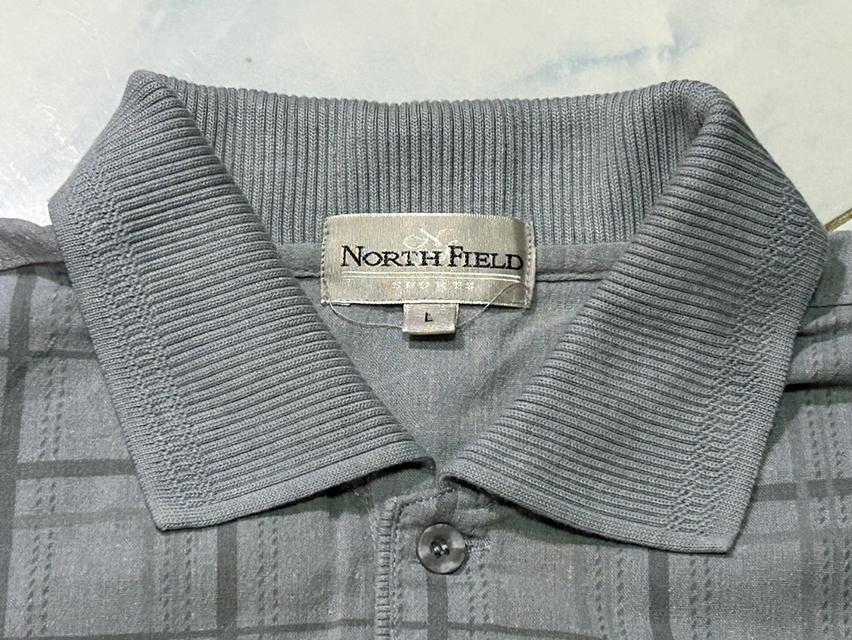 เสื้อโปโลไหมพรมวินเทจ 90s NORTH FIELD Sports - Knit Polo Shirt ทรงเหลี่ยมไหล่ตกสไตล์ City Boy รูปที่ 4