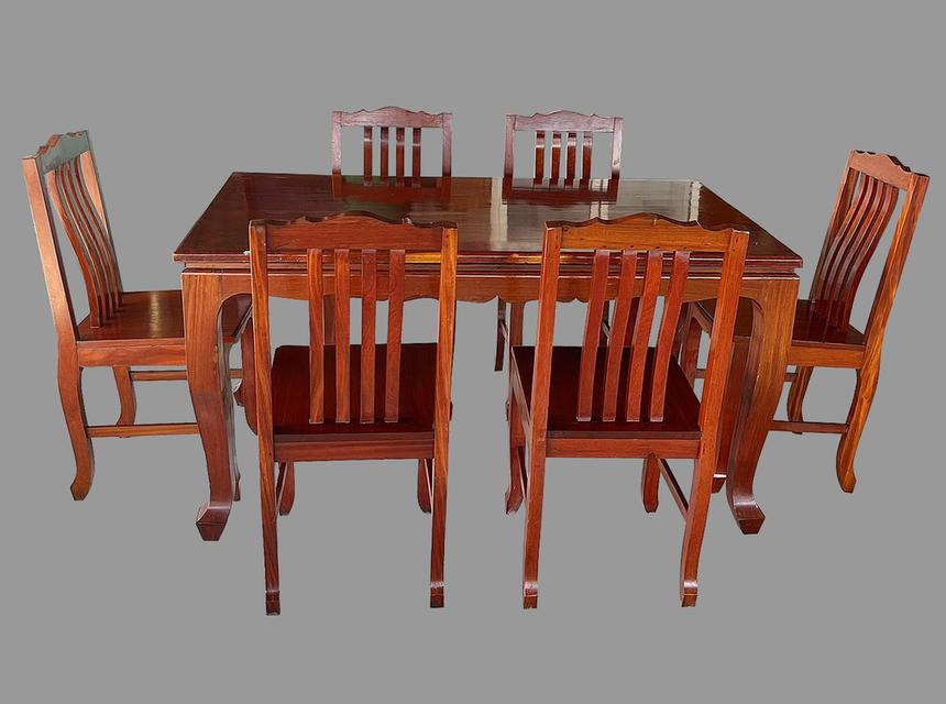 โต๊ะไม้ประดู่แผ่นเดียว 6ที่นั่ง ชุดโต๊ะไม้ประดู่ โต๊ะรับประทานอาหารไม้ประดู่