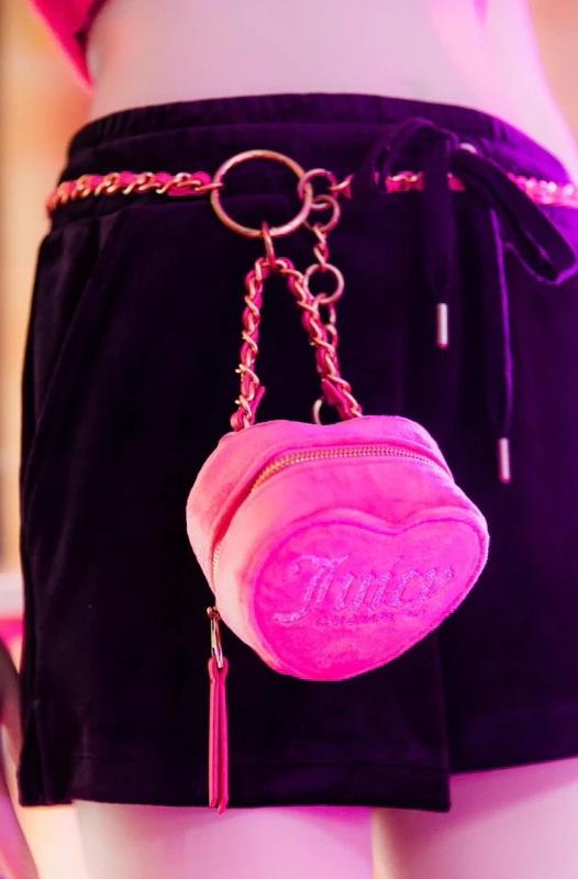JUICY COUTURE X CPS CHAPS BLING VELOUR HEART BELT BAG