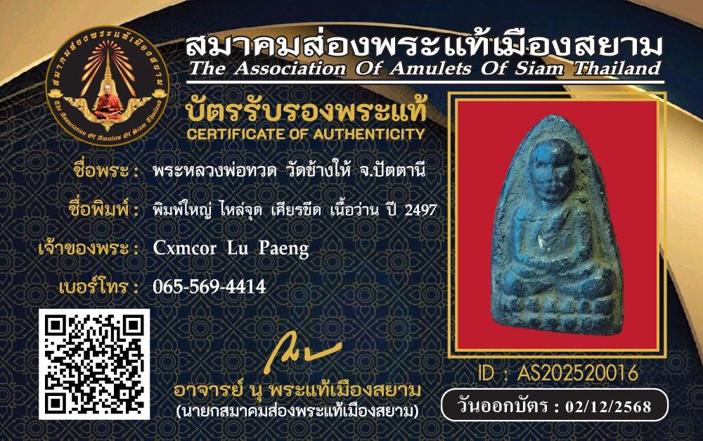 หลวงปู่ทวดเนื้อว่านพิมใหญ่ ไหลจุด พิมC 6
